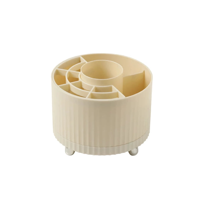 Soporte para brochas de maquillaje y organizador de cosméticos giratorio de 360° para almacenamiento en el escritorio