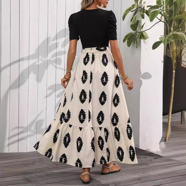 Robe à volants et manches bouffantes pour femme