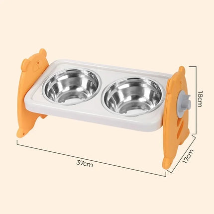 Adjustable Double Bowl Pet Feeder