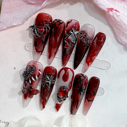 Ongles autocollants papillon gothiques punk foncé