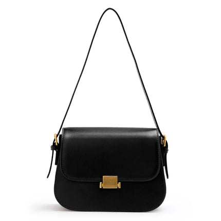 Bolso de hombro cuadrado retro elegante para mujer: bolso de mano de piel de vaca ajustable