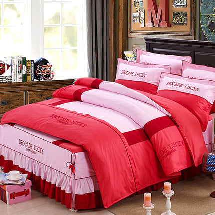 Solid color cotton bed skirt set of four - Wnkrs