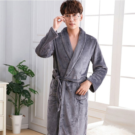 Men's Warm Flannel Bathrobe - Wnkrs