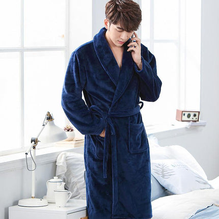 Men's Warm Flannel Bathrobe - Wnkrs