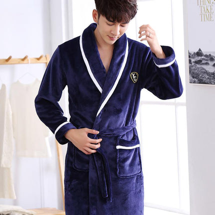 Men's Warm Flannel Bathrobe - Wnkrs