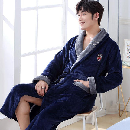 Men's Warm Flannel Bathrobe - Wnkrs