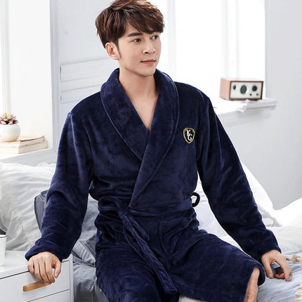 Men's Warm Flannel Bathrobe - Wnkrs