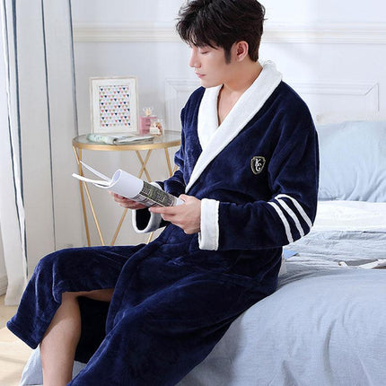 Men's Warm Flannel Bathrobe - Wnkrs