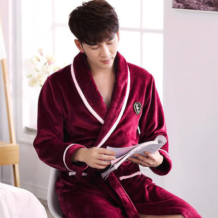 Men's Warm Flannel Bathrobe - Wnkrs