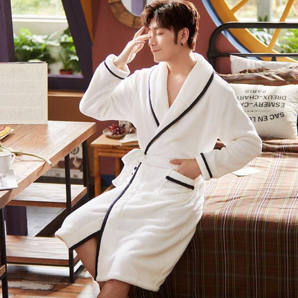 Men's Warm Flannel Bathrobe - Wnkrs