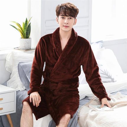 Men's Warm Flannel Bathrobe - Wnkrs