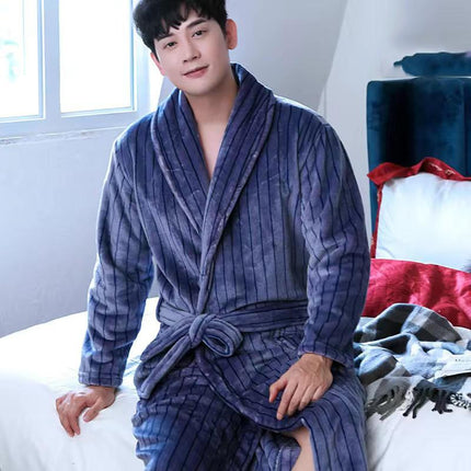 Men's Warm Flannel Bathrobe - Wnkrs