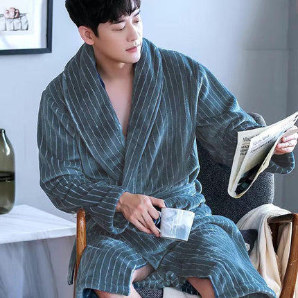 Men's Warm Flannel Bathrobe - Wnkrs