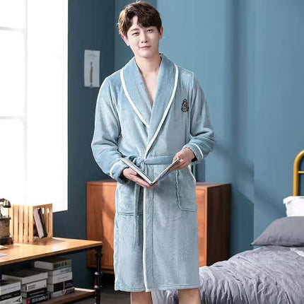 Men's Warm Flannel Bathrobe - Wnkrs