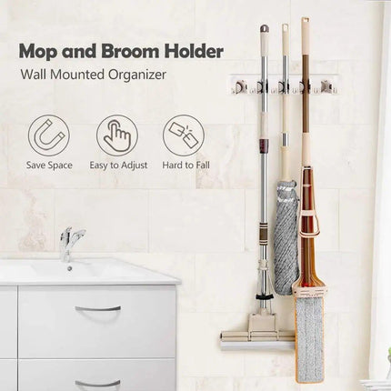 5-Position Wall Mounted Mop and Broom Holder - Wnkrs