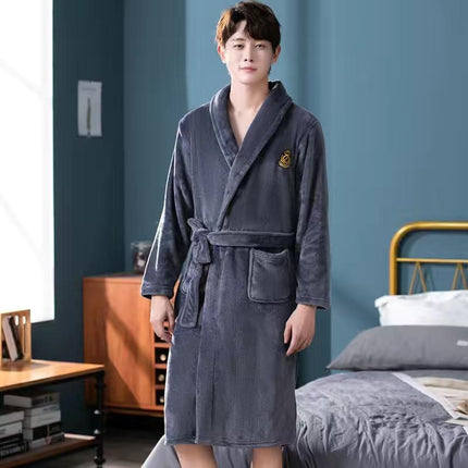 Men's Warm Flannel Bathrobe - Wnkrs