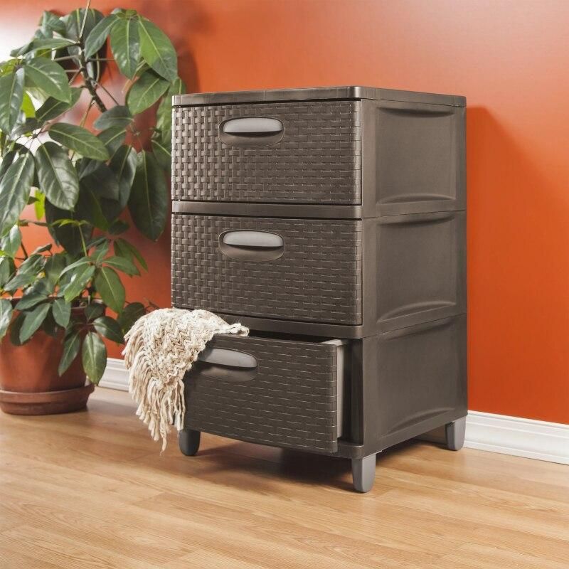 Elegant 3-Drawer Weave Storage Unit