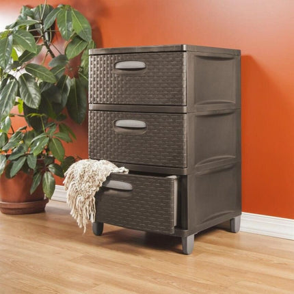 Elegant 3-Drawer Weave Storage Unit - Wnkrs