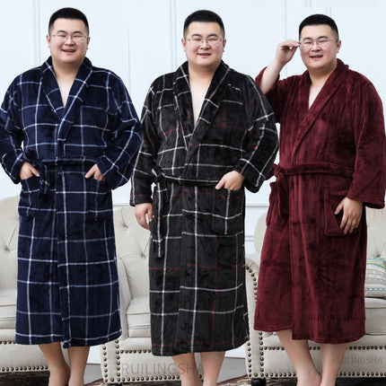 Men's Plus Size Warm Flannel Bathrobe - Wnkrs