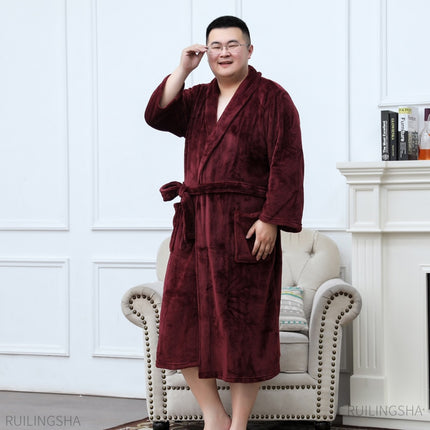 Men's Plus Size Warm Flannel Bathrobe - Wnkrs