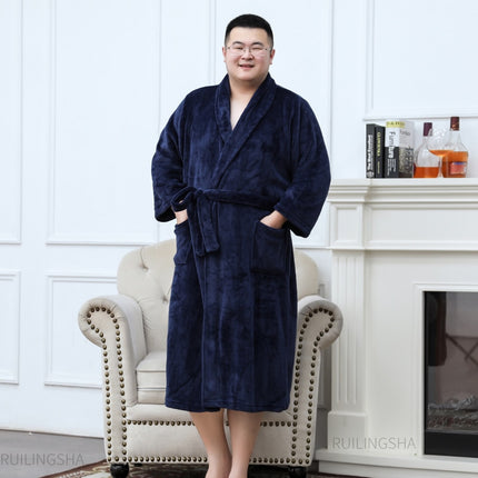 Men's Plus Size Warm Flannel Bathrobe - Wnkrs