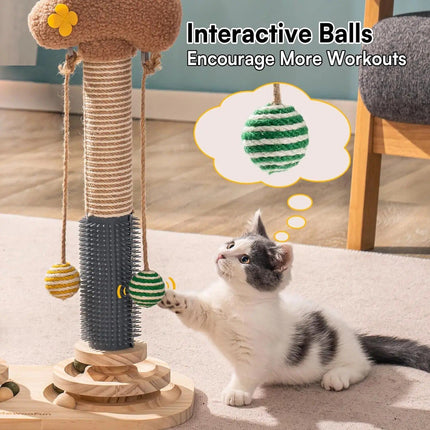 Multi-functional Cat Scratch Post with 3-Tier Track - Wnkrs