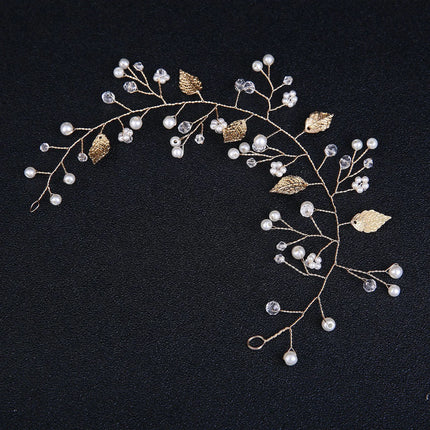 Couronne de serre-tête en forme de fleur et de feuille de perles – Postiche de mariage élégant