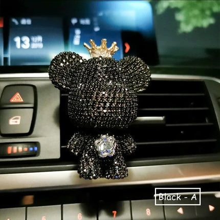 Cute Bear Car Air Vent Perfume Clip with Dazzling Rhinestone - Wnkrs