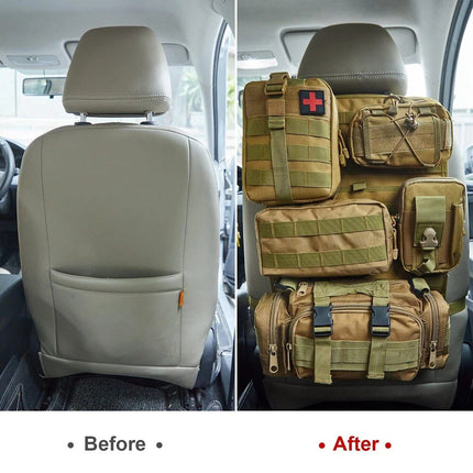 Universal Tactical Car Seat Organizer with 5 Detachable Molle Pouches - Wnkrs