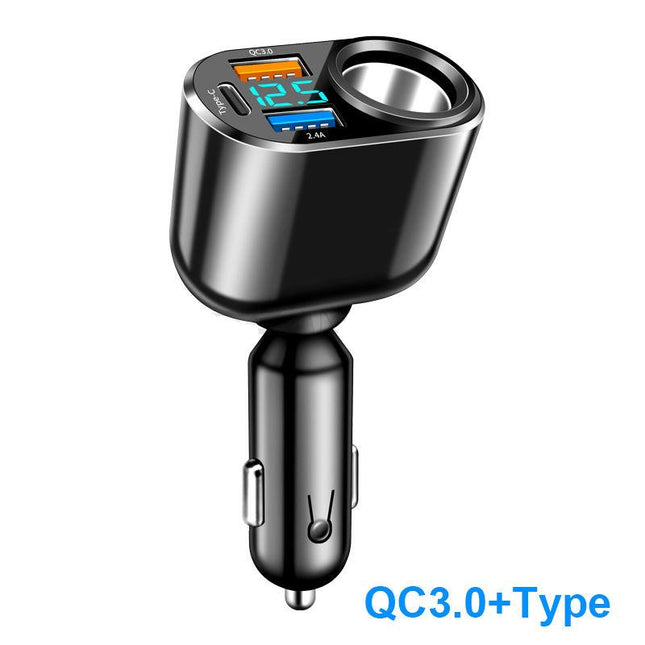 Chargeur de voiture double USB QC3.0 66 W avec affichage LED et charge rapide