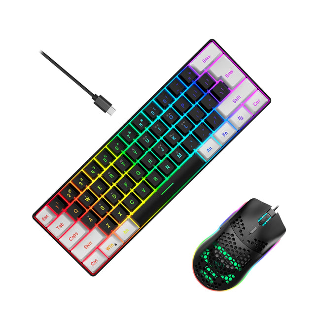 60% Wired Gaming Keyboard and Mouse Combo - RGB Backlit, Lightweight, Ergonomic for Laptop