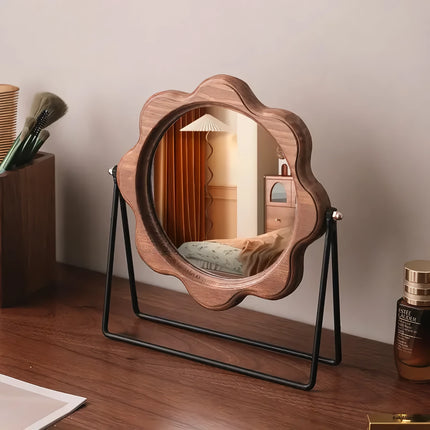 Miroir de maquillage de bureau rotatif élégant – Design néoclassique