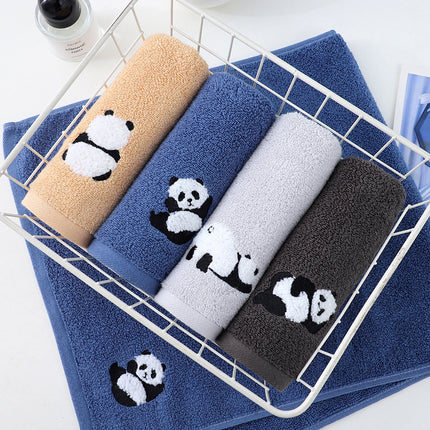 Toalla facial de algodón con bordado de panda: toalla de baño absorbente y suave