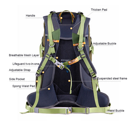 Mochila de escalada al aire libre con funda impermeable