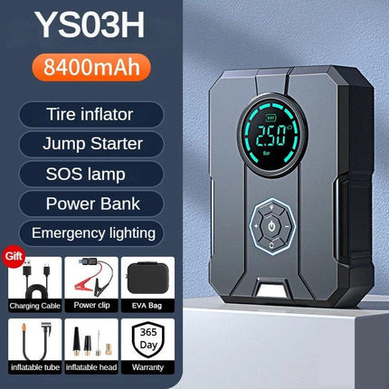 4-in-1 Car Jump Starter with Portable Air Compressor, Power Bank & Emergency Lighting - Wnkrs