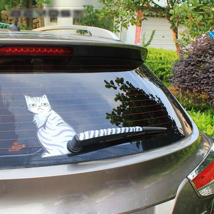 Reflective Cartoon Cat Car Stickers with Moving Tail - Wnkrs