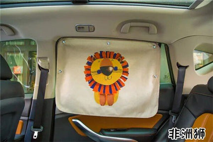 Cute Cartoon Linen Car Sun Shade Curtain for Windshield and Side Windows - 70cm x 50cm - Wnkrs