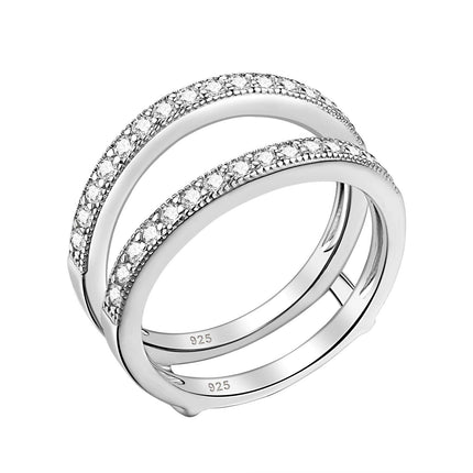 Princess Cut Sterling Silver Engagement Ring Set with CZ Stones - Wnkrs