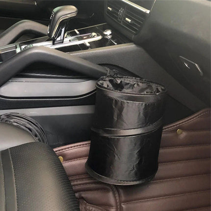 Compact Foldable Car Trash Can with Pressing Lid and Storage Pocket - Wnkrs