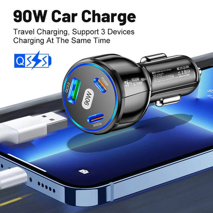 3-Port 90W Fast Car Charger - Wnkrs