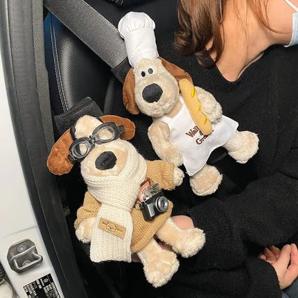 Cartoon Dog Plush Car Seat Belt Shoulder Protector - Wnkrs