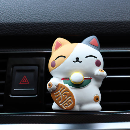 Diffuseur de parfum désodorisant pour voiture Lucky Cat en résine avec clip artistique