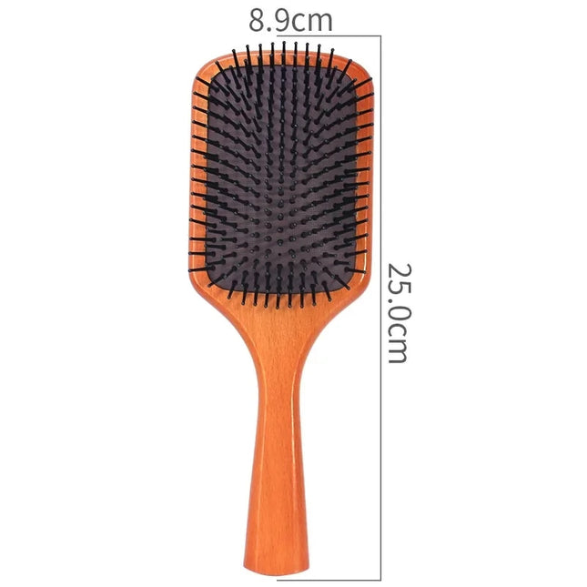 Brosse à cheveux à coussin d'air en bois antistatique