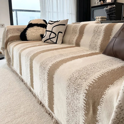 Striped Chenille Sofa Cover Anti-Scratch Throw Blanket