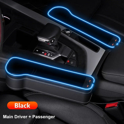 LED Illuminated Car Seat Gap Organizer with Dual USB Charger - Wnkrs