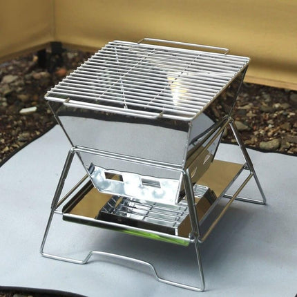 Compact Stainless Steel Portable Folding BBQ & Grill - Ideal for Camping and Outdoor Cooking - Wnkrs