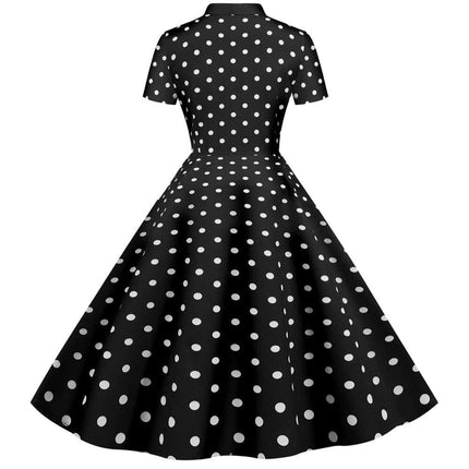 Black / Red Polka Dot Buttoned Pin-Up Dress for Women - Wnkrs