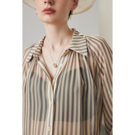 Women's Striped Silk Casual Shirt