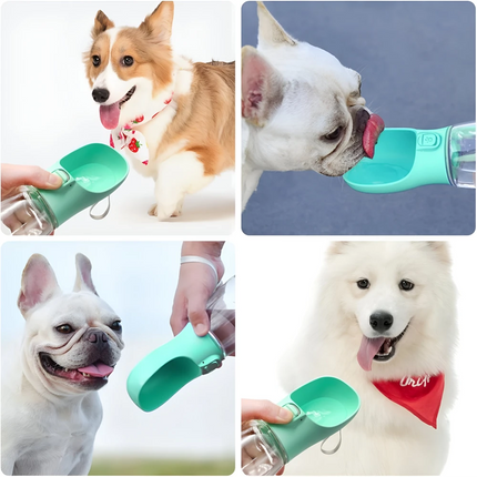 Botella de agua portátil para perros con cuenco de viaje