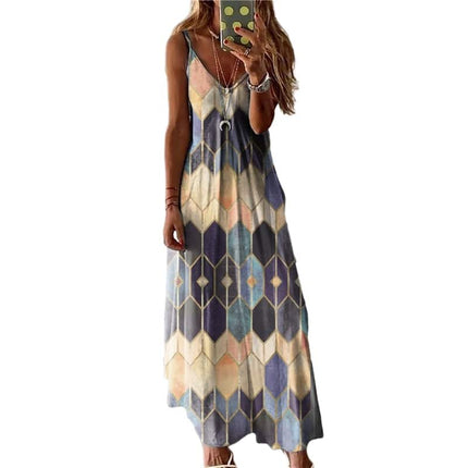 Women's Printed Casual Long Dress - Wnkrs